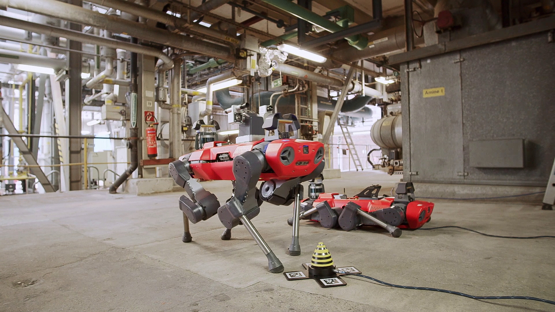 Autonomous robots fleet (ANYmal) with automatic charging at BASF chemical plant