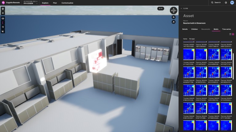 Inspection results for an asset with ANYmal's thermal imaging camera, presented in Cognite Data Fusion.