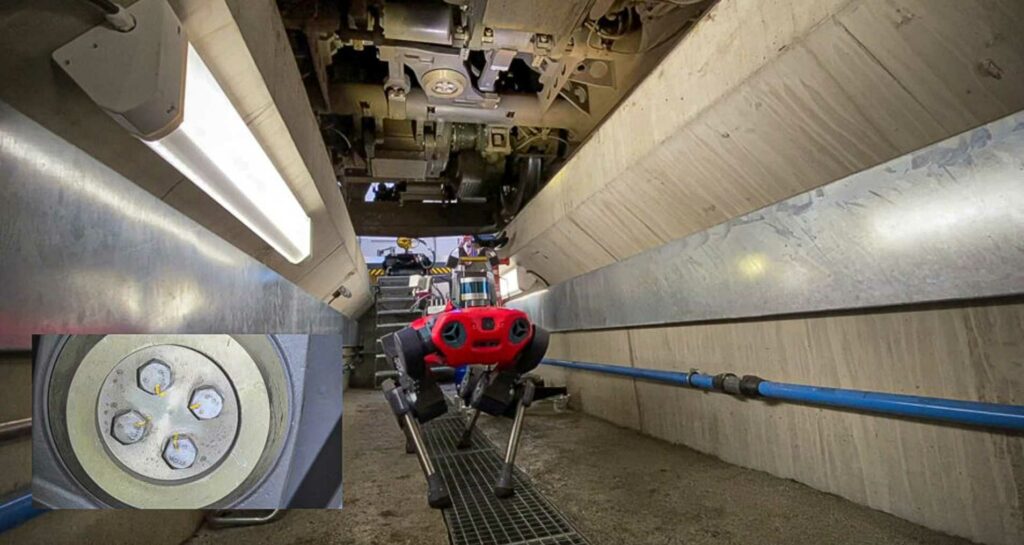 ANYmal robot climbs underneath a train