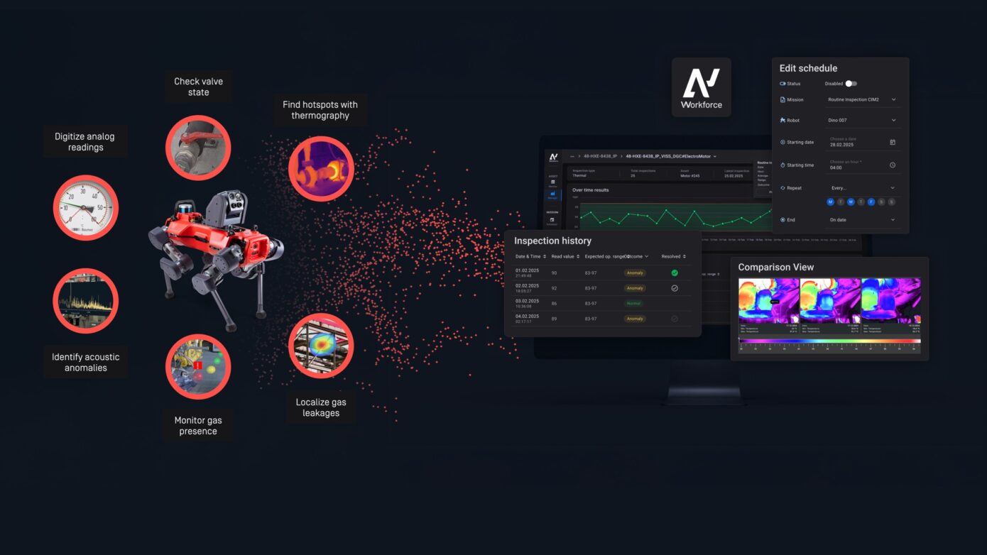 Data Navigator transforms data collected by ANYmal robots into actionable insights, providing a comprehensive view of asset health and enabling preventive maintenance strategies that minimize downtime and optimize operations.