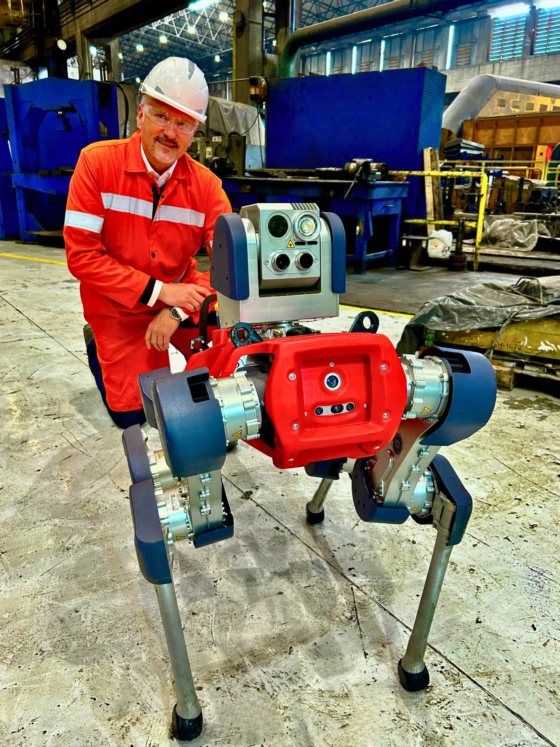 Thierry Obédé, CRO, and ANYmal D at a customer site